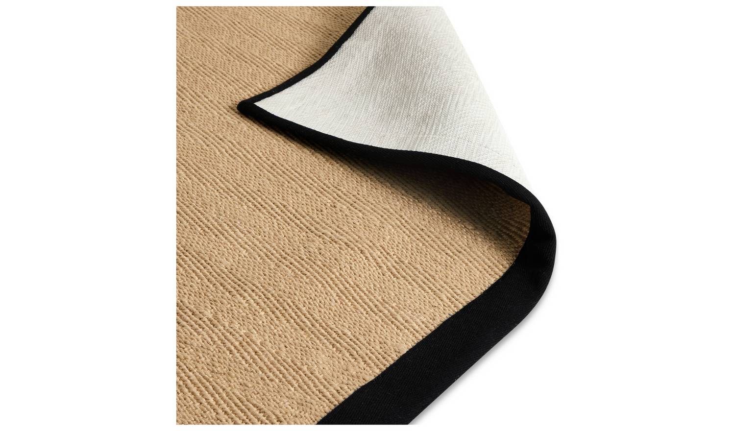 Habitat Herringbone Black Border Jute Rug - 80x150cm