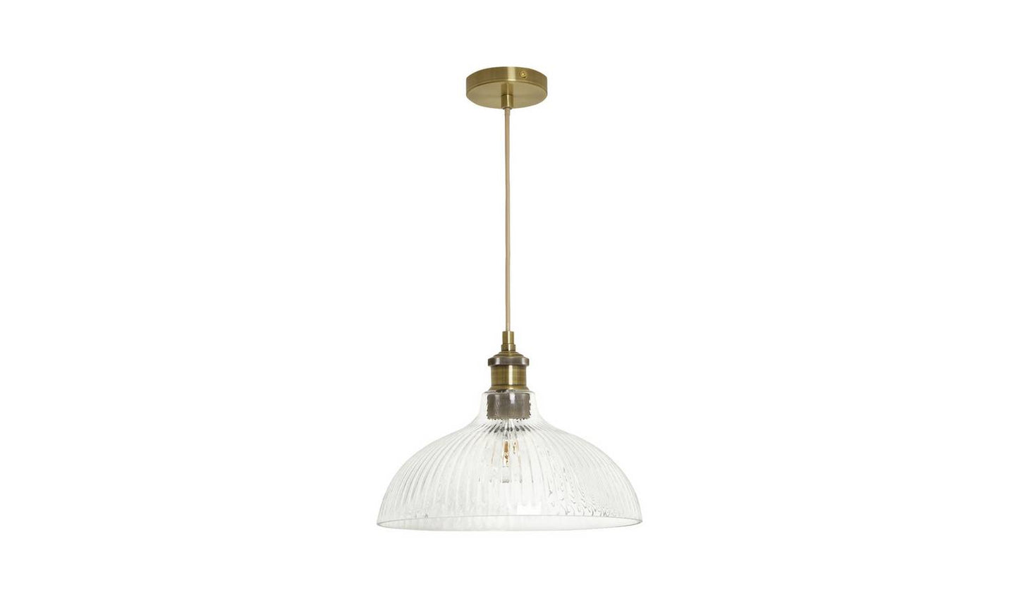 Habitat Ribbed Glass Pendant Ceiling Light - Brass
