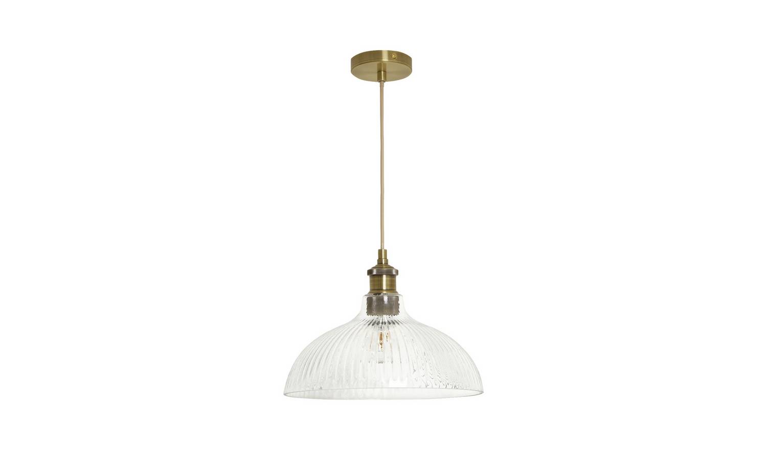 Habitat Ribbed Glass Pendant Ceiling Light - Brass