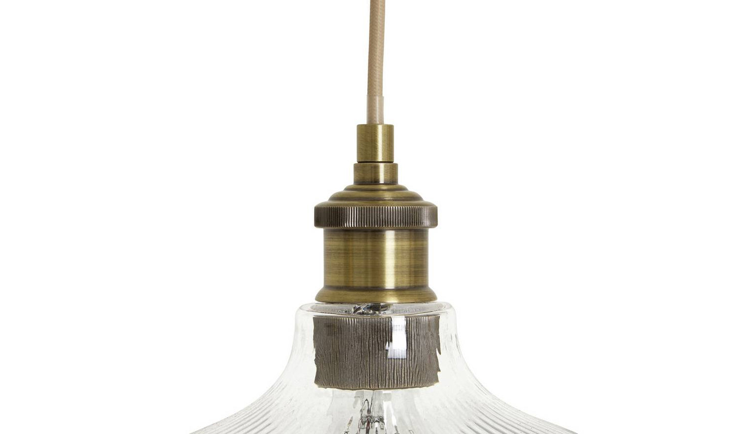 Habitat Ribbed Glass Pendant Ceiling Light - Brass