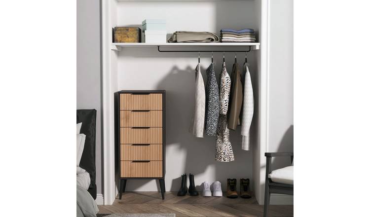 Livara Bergen 5 Drawer Tallboy - Dark Grey
