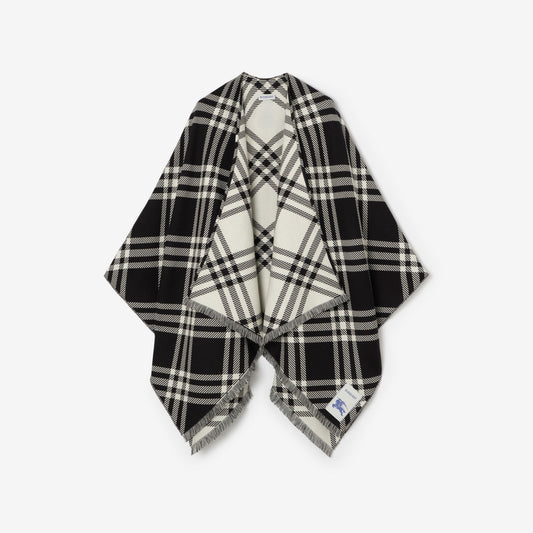Check Wool Silk Cashmere Cape