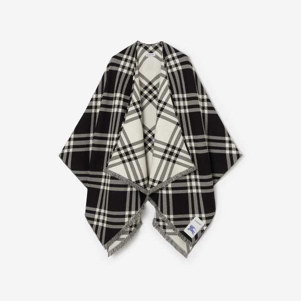 Check Wool Silk Cashmere Cape
