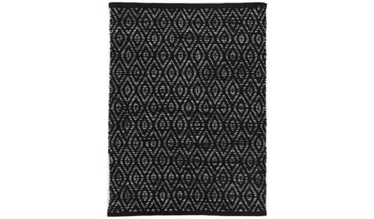 Argos Home Geometric Black Cotton Flatweave Rug - 80x110cm