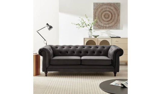 Habitat Chesterfield 2 Seater Velvet Sofa Bed - Charcoal