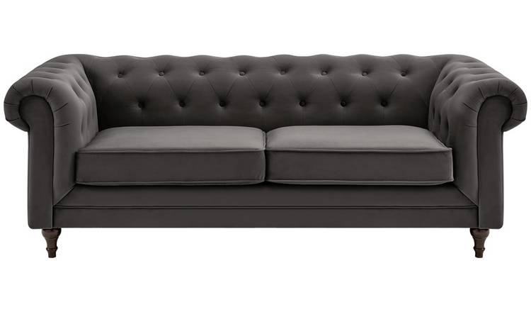 Habitat Chesterfield 2 Seater Velvet Sofa Bed - Charcoal