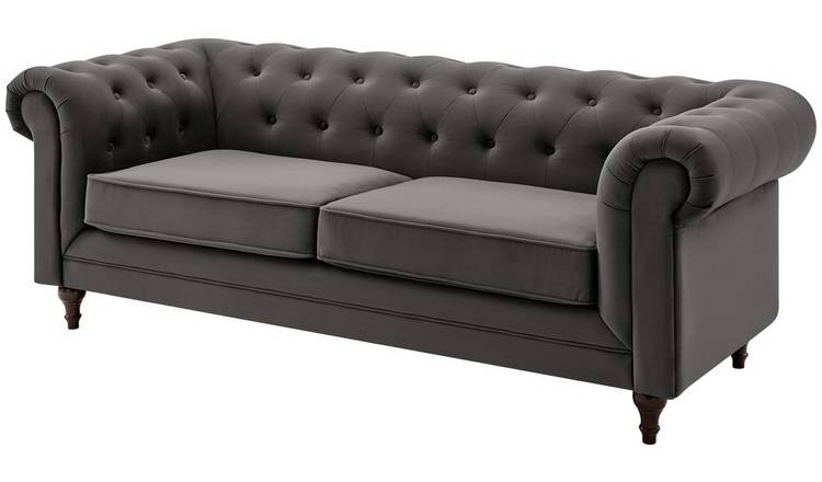 Habitat Chesterfield 2 Seater Velvet Sofa Bed - Charcoal