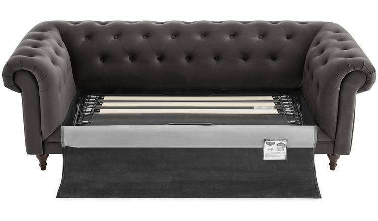 Habitat Chesterfield 2 Seater Velvet Sofa Bed - Charcoal