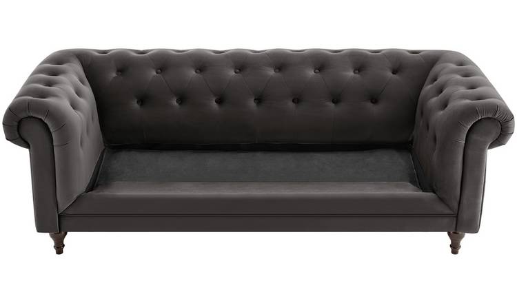 Habitat Chesterfield 2 Seater Velvet Sofa Bed - Charcoal
