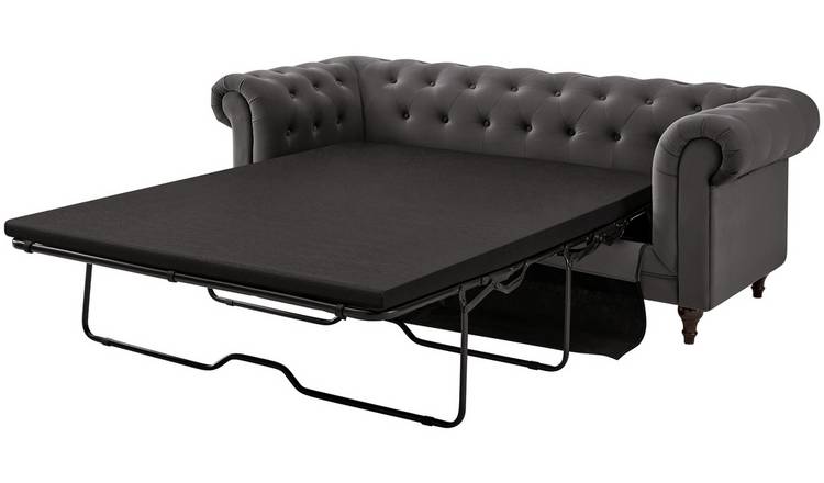 Habitat Chesterfield 2 Seater Velvet Sofa Bed - Charcoal