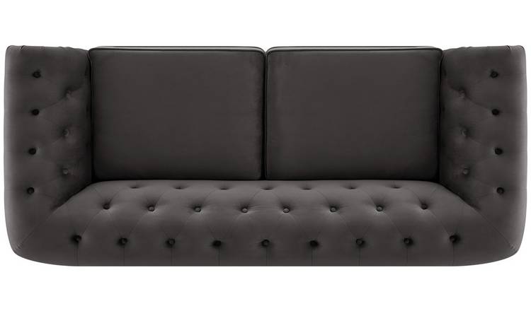 Habitat Chesterfield 2 Seater Velvet Sofa Bed - Charcoal