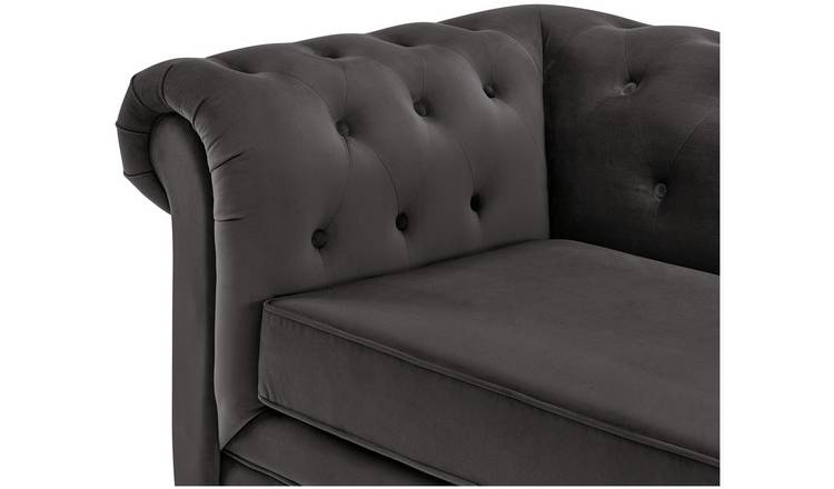 Habitat Chesterfield 2 Seater Velvet Sofa Bed - Charcoal