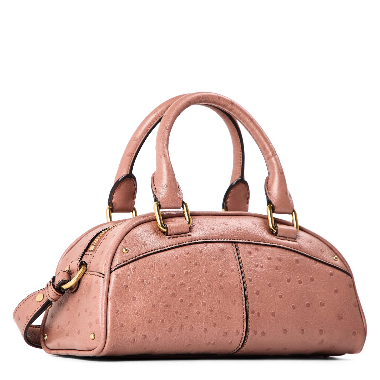 Chloe Women's Ostrich Bowling Top Handle Bag