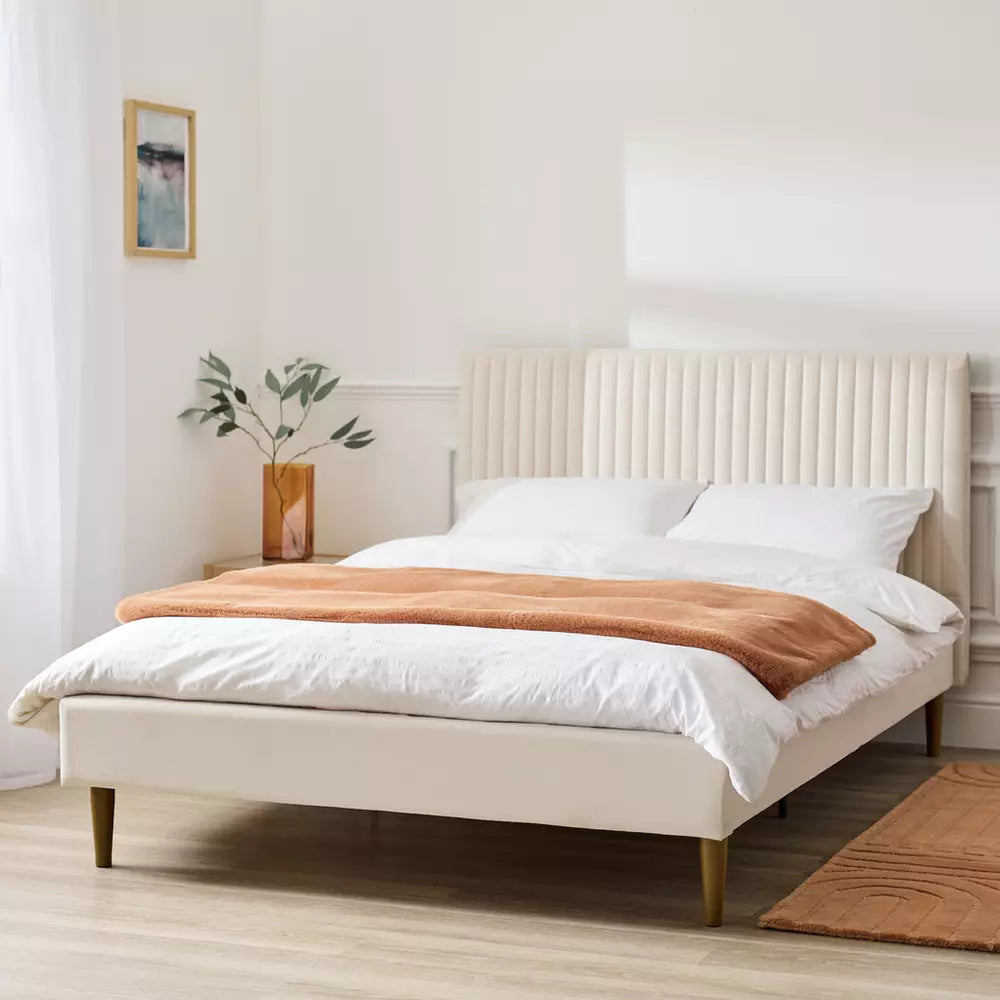 Argos Home Ada Velvet Bed Frame - Natural