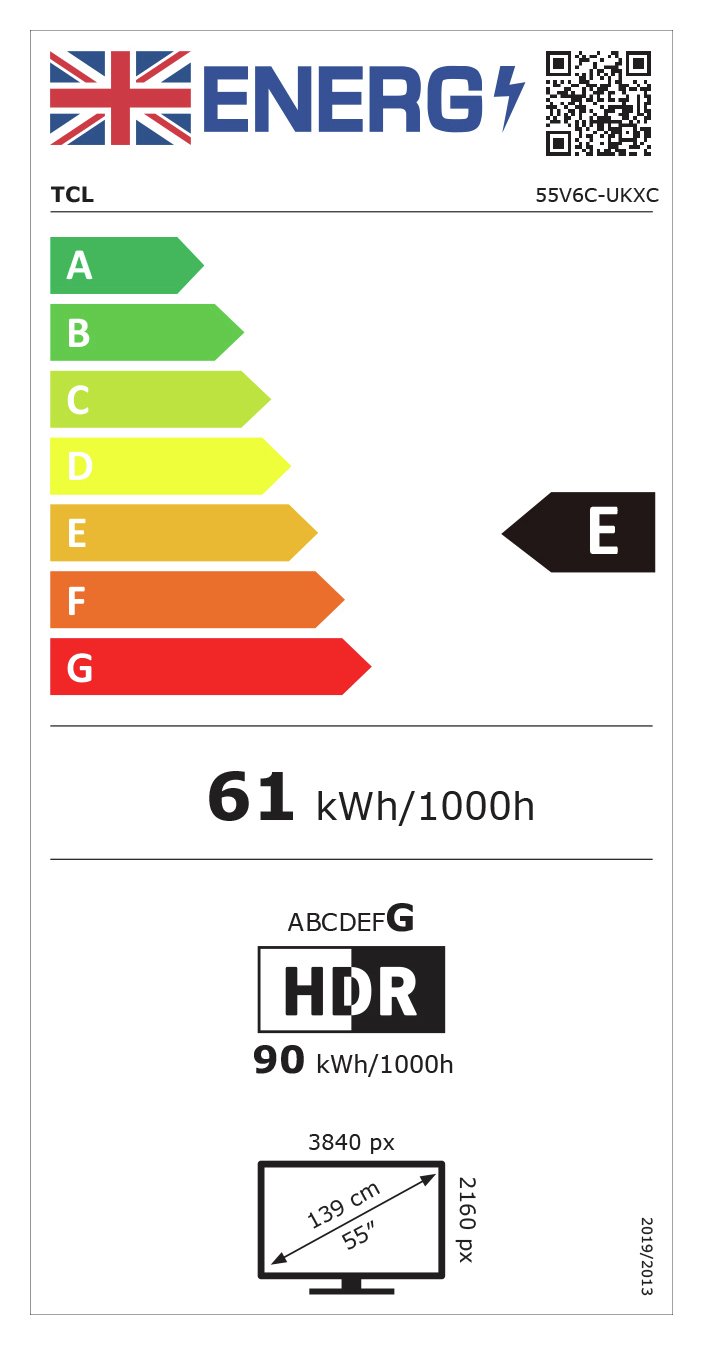 TCL 55 Inch 55V6C-UK Smart 4K UHD HDR LED TV