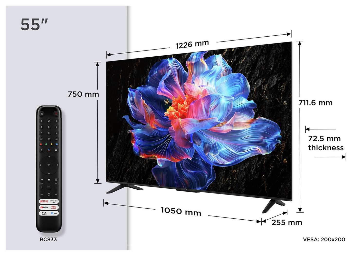 TCL 55 Inch 55V6C-UK Smart 4K UHD HDR LED TV