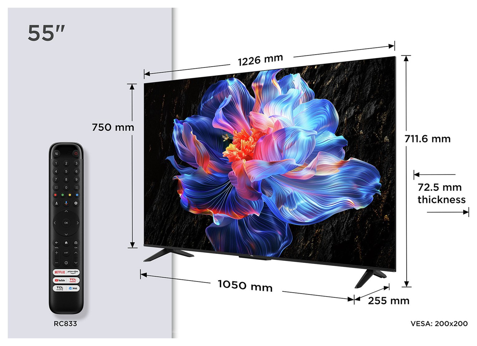 TCL 55 Inch 55V6C-UK Smart 4K UHD HDR LED TV