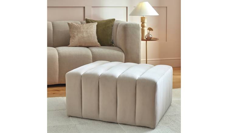 Argos Home Letti Velvet Footstool - Latte