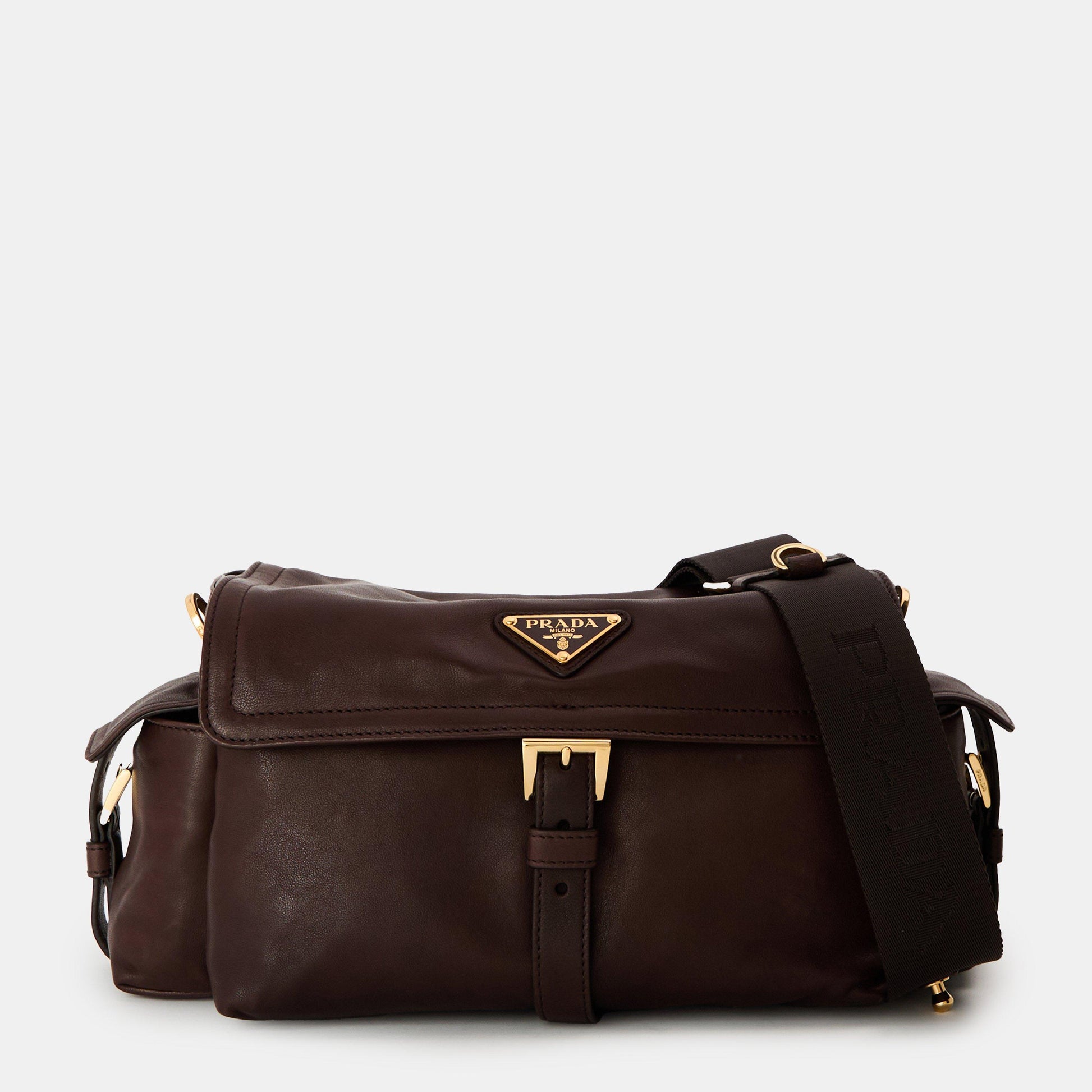 Prada Explore Medium Leather Shoulder Bag with Flap