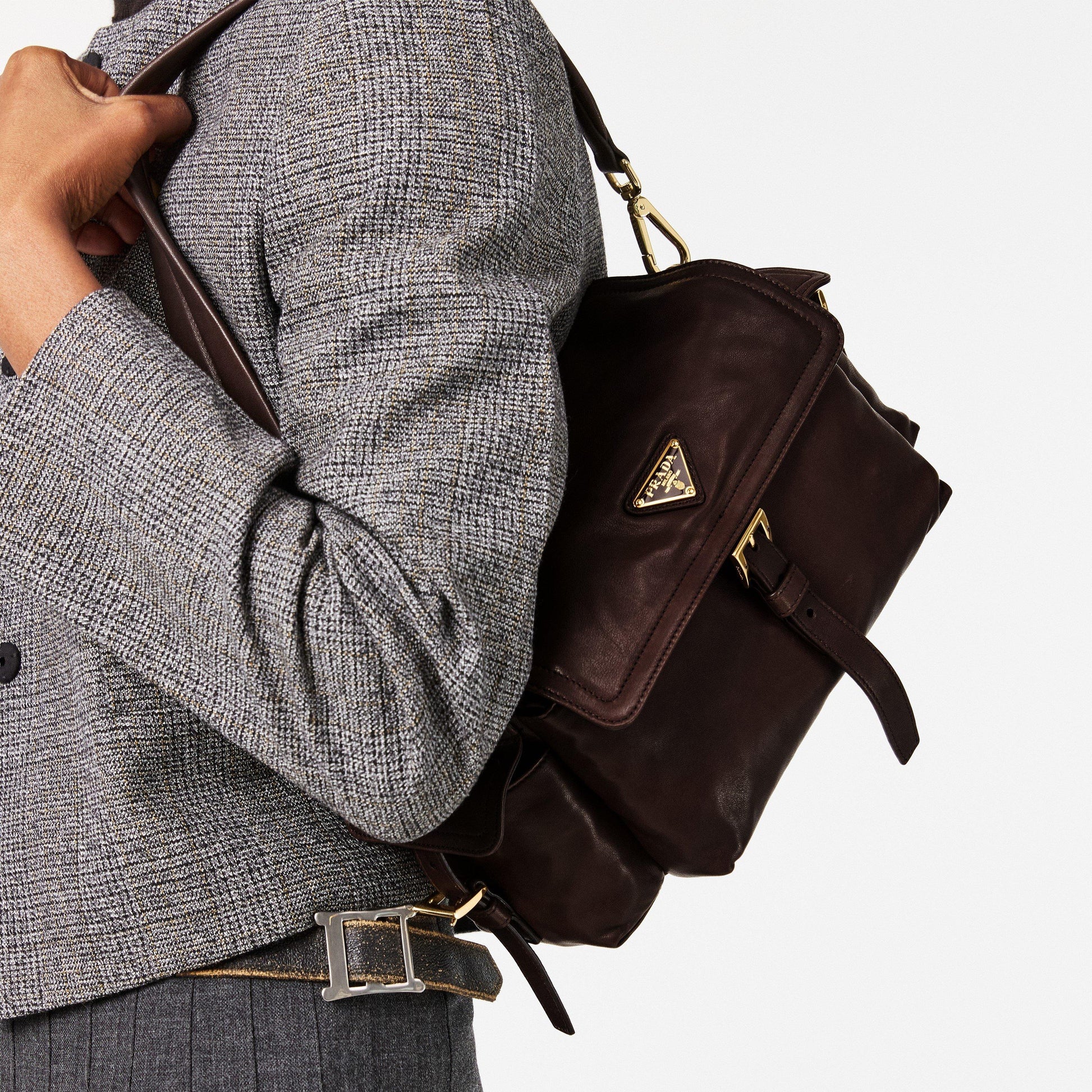 Prada Explore Medium Leather Shoulder Bag with Flap
