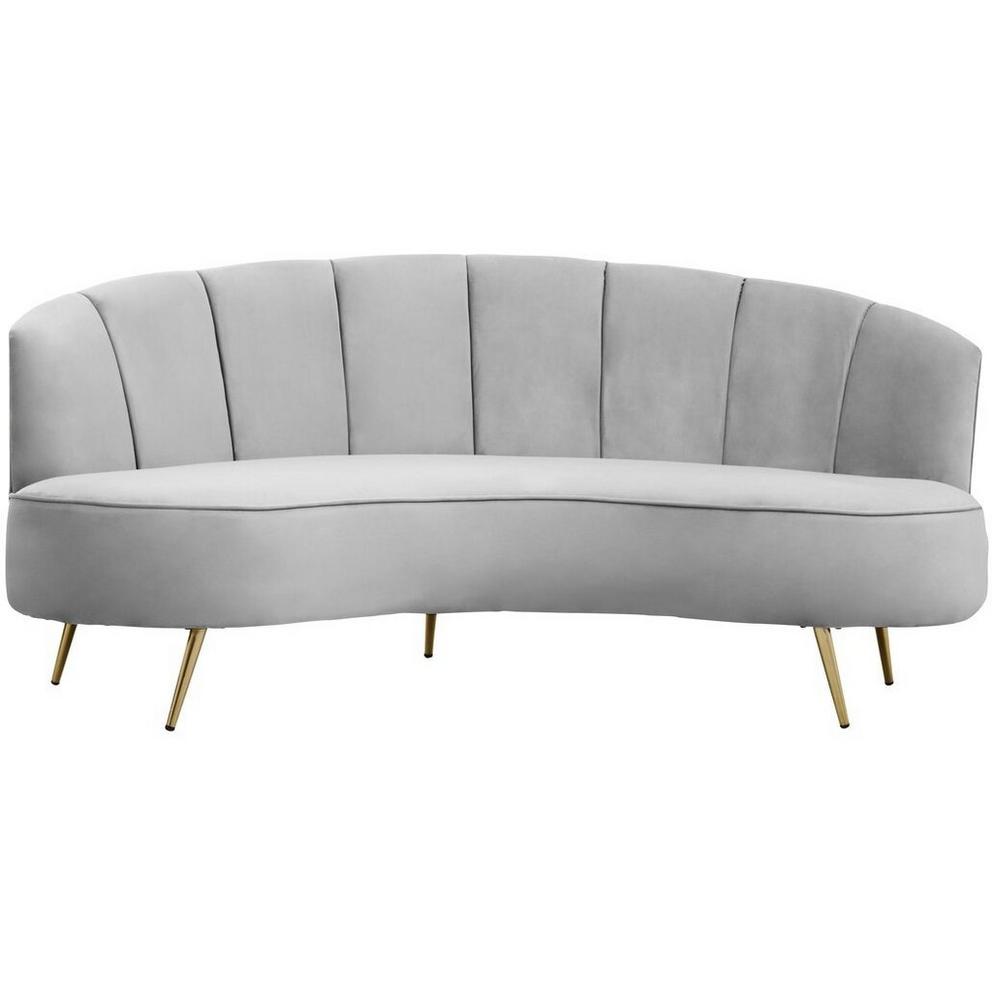 Hasna Three Seat Grey Velvet Sofa