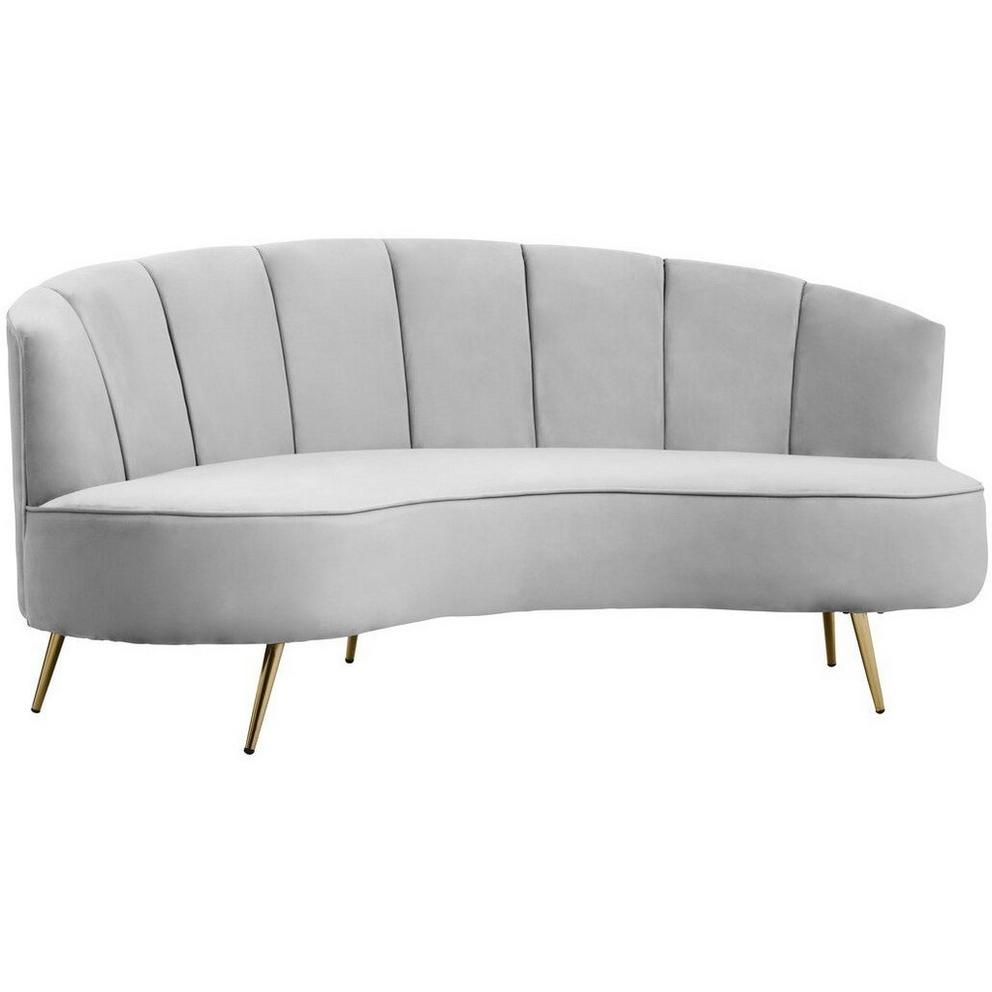 Hasna Three Seat Grey Velvet Sofa