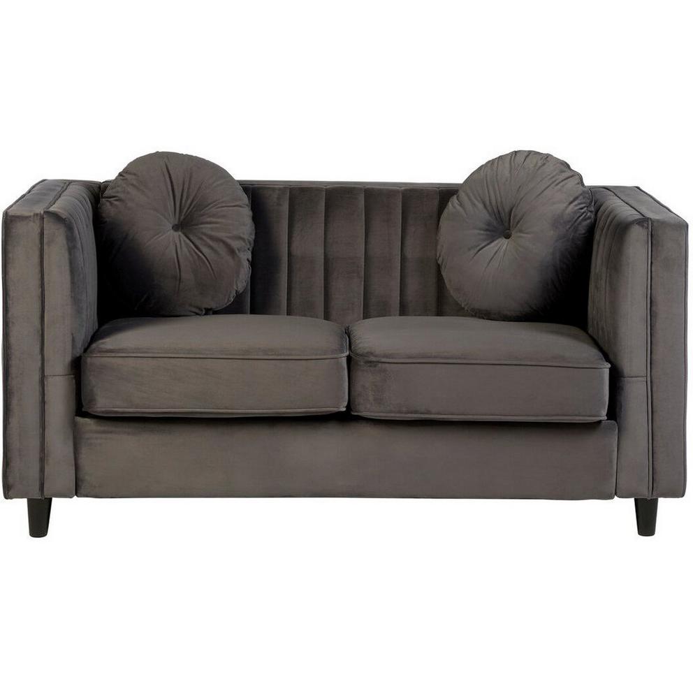 Farah Two Seat Grey Velvet Sofa