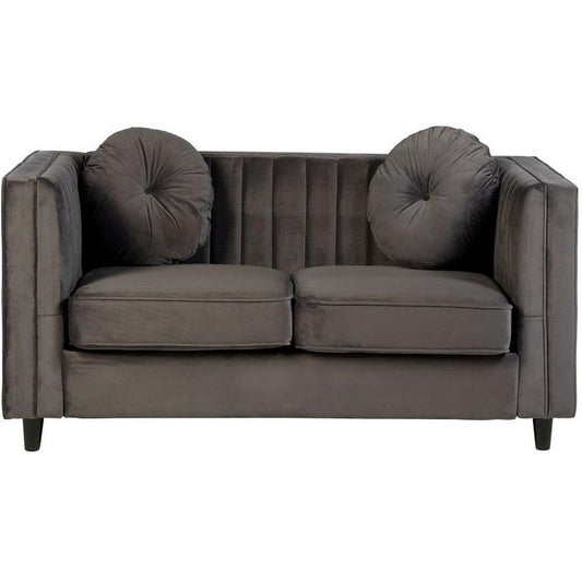 Farah Two Seat Grey Velvet Sofa