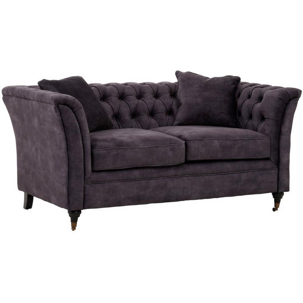 Sabrina Two Seat Grey Velvet Sofa