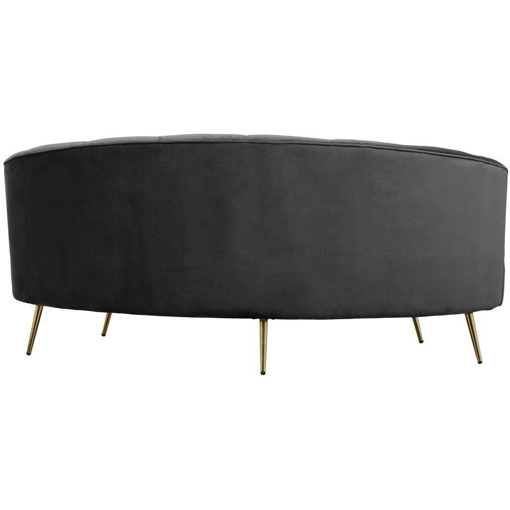 Hasna Three Seat Black Velvet Sofa