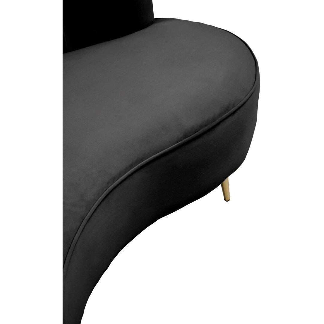 Hasna Three Seat Black Velvet Sofa