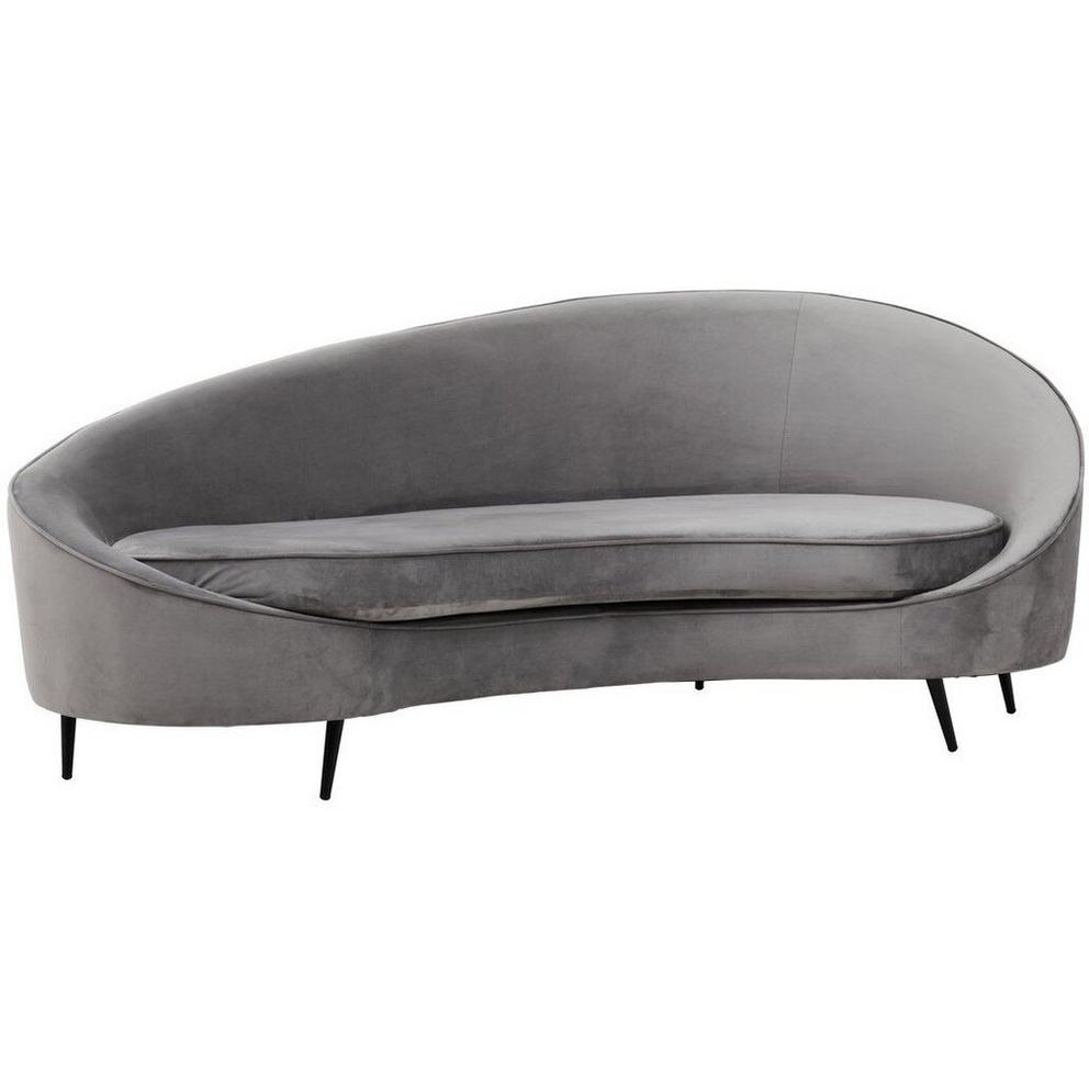 Hasina Three Seat Grey Velvet Sofa