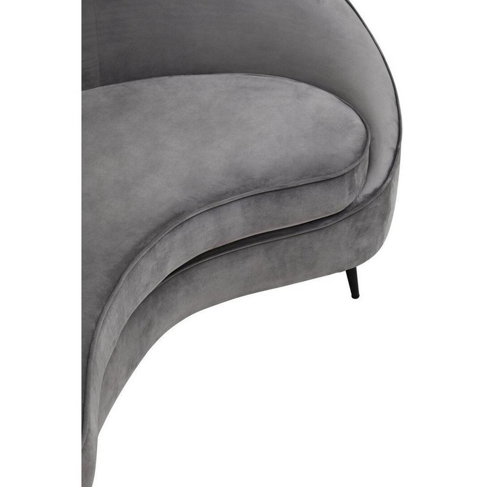 Hasina Three Seat Grey Velvet Sofa