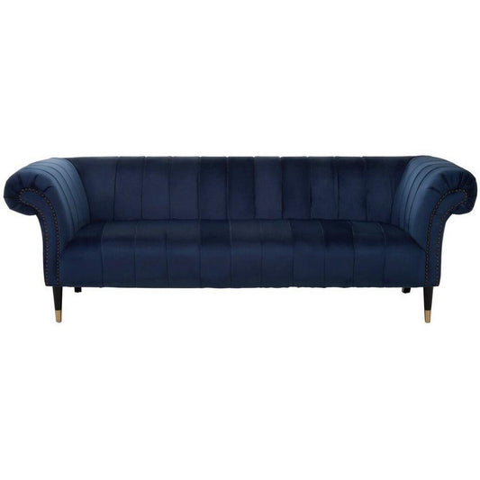 Siena Three Seat Midnight Velvet Sofa
