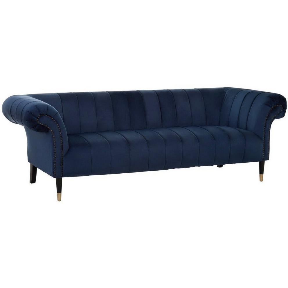 Siena Three Seat Midnight Velvet Sofa