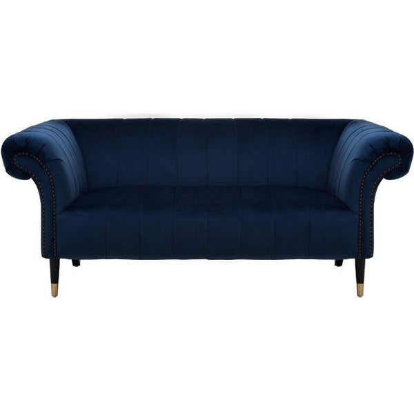 Siena Two Seat Midnight Blue Velvet Sofa
