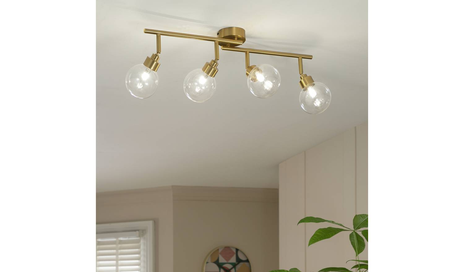 Habitat Tay Steel 4 Lights Spotlight Bar - Brass
