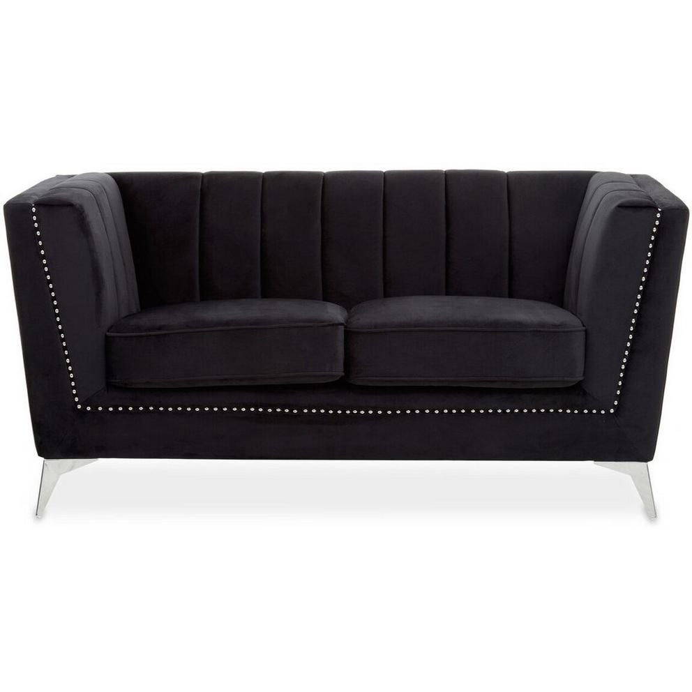 Hansa Two Seat Black Velvet Sofa