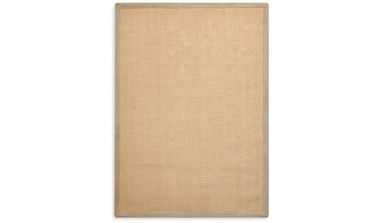 Habitat Herringbone Neutral Border Jute Rug - 80x150cm