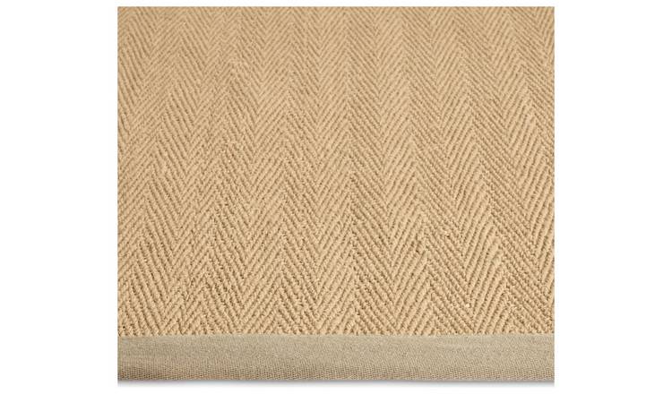 Habitat Herringbone Neutral Border Jute Rug - 80x150cm