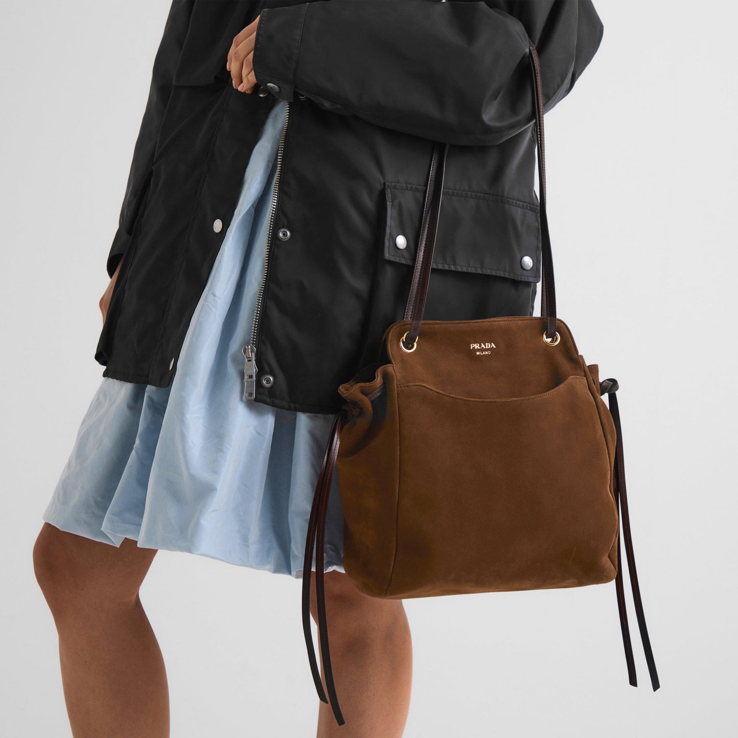 Prada Carry Medium Suede Tote Bag