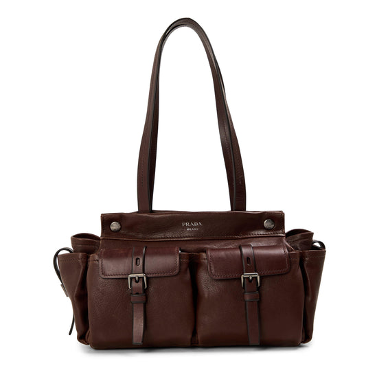 Prada Route medium leather tote bag
