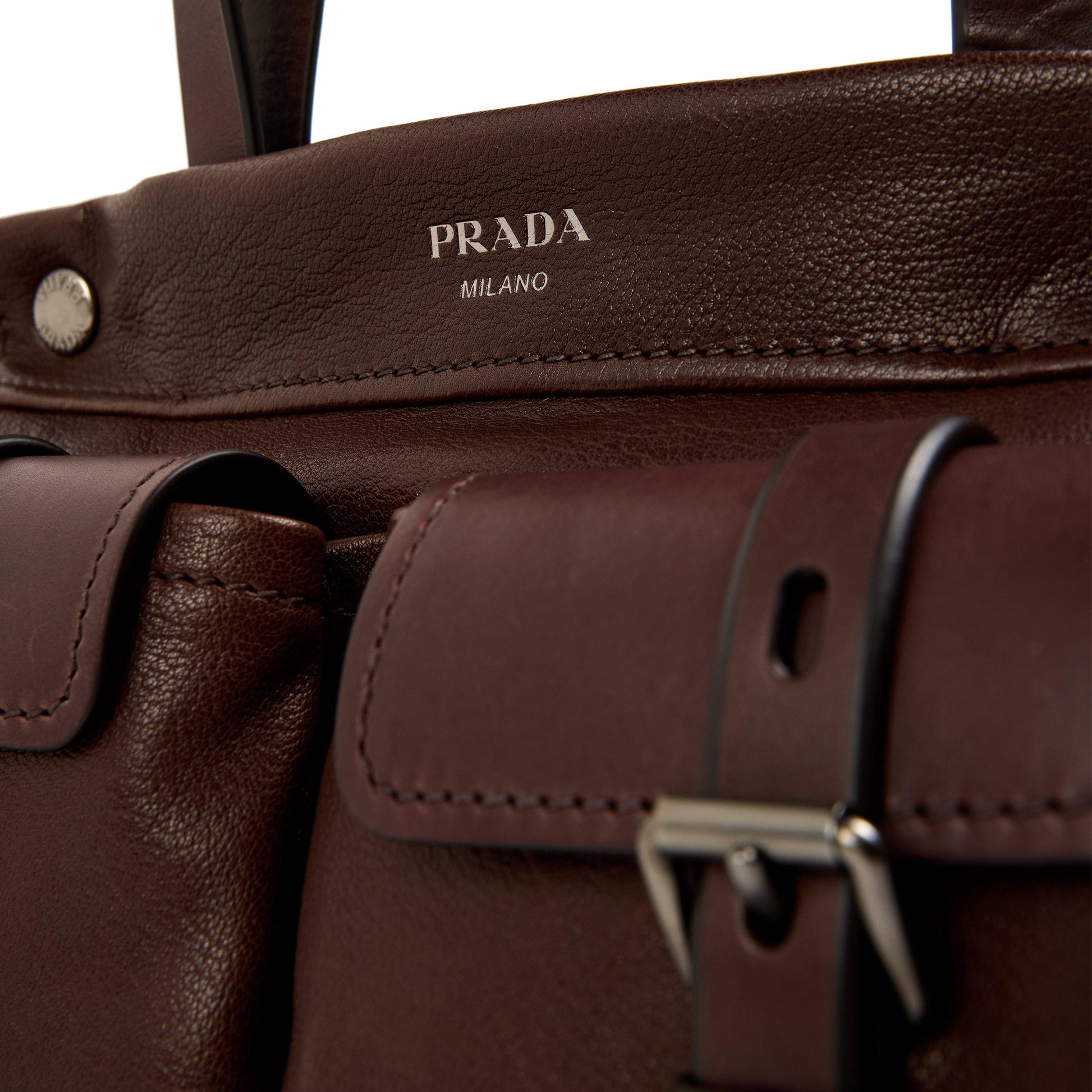 Prada Route medium leather tote bag
