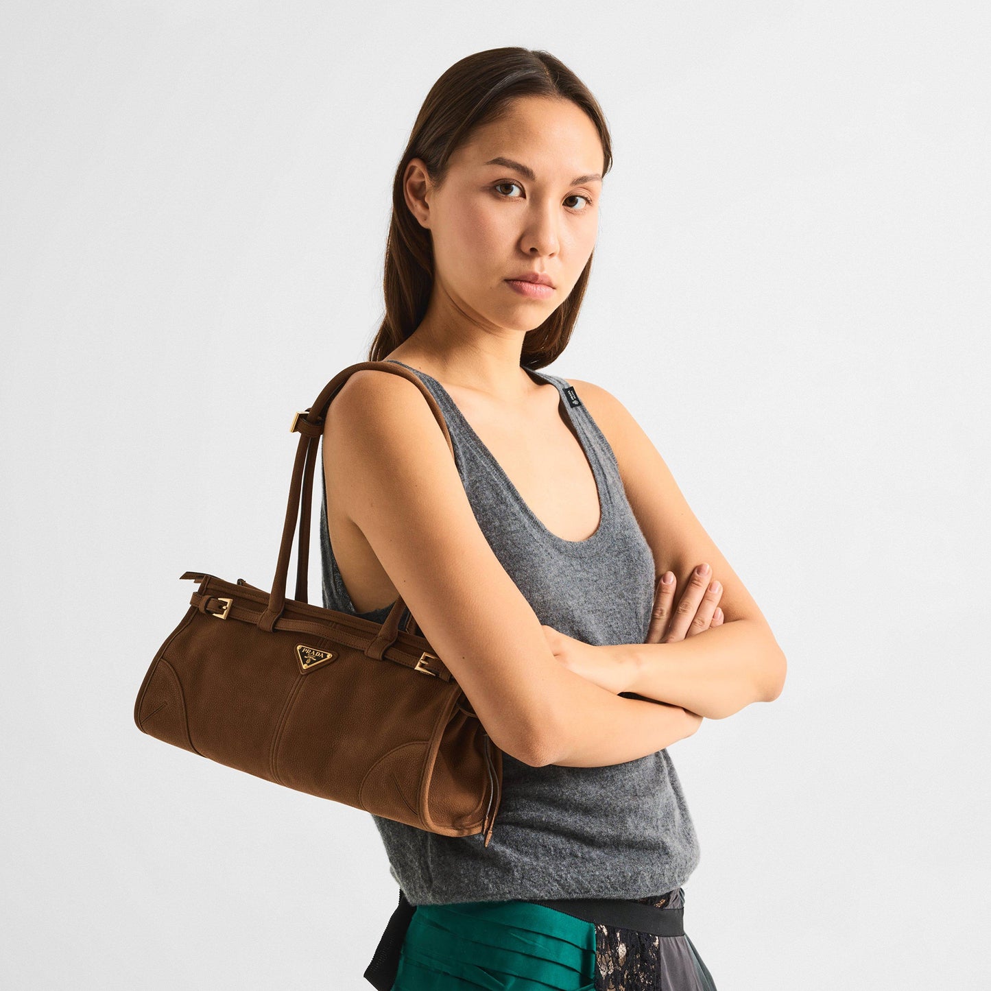 Prada Bonnie medium nubuck leather handbag
