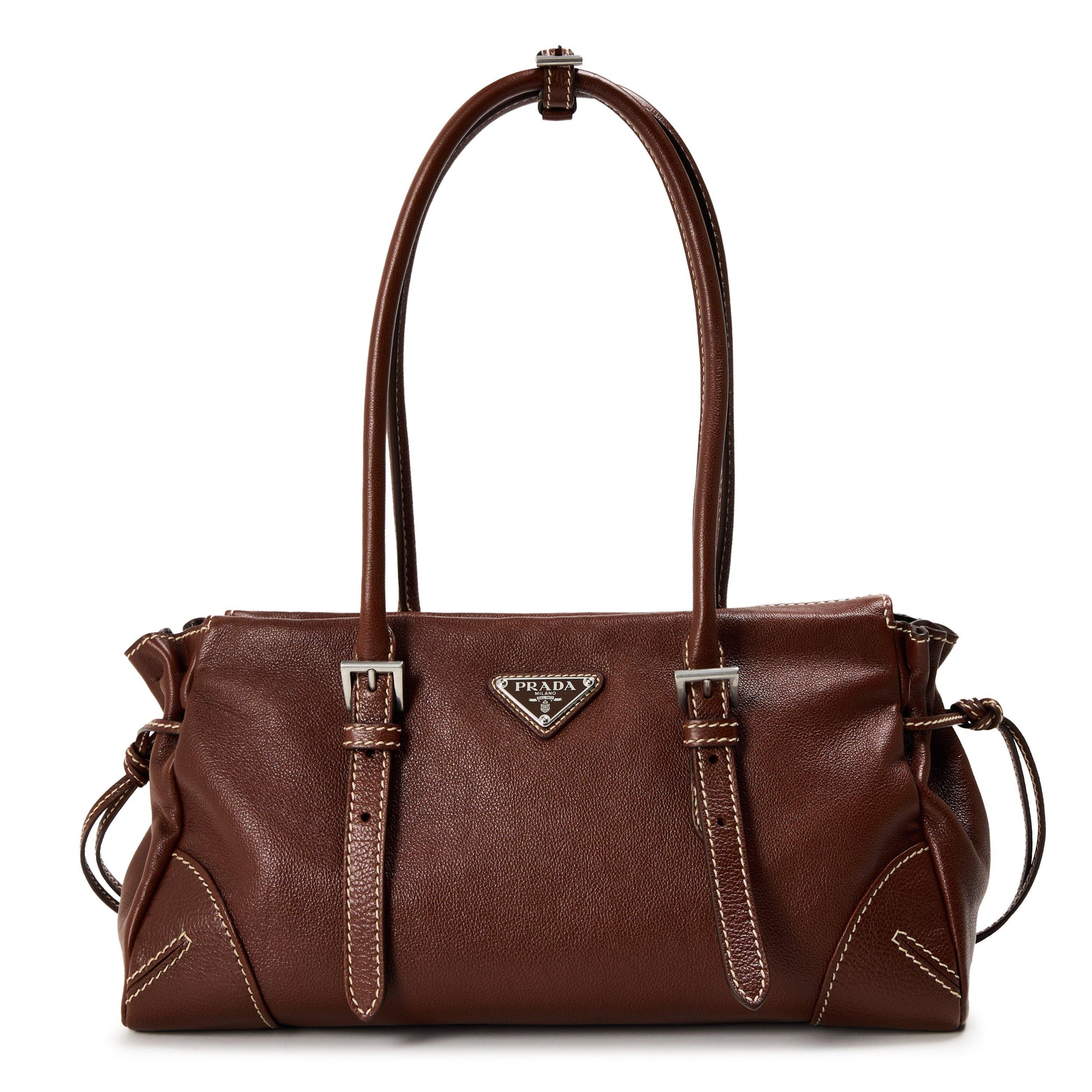 Prada Bonnie medium antiqued leather tote bag