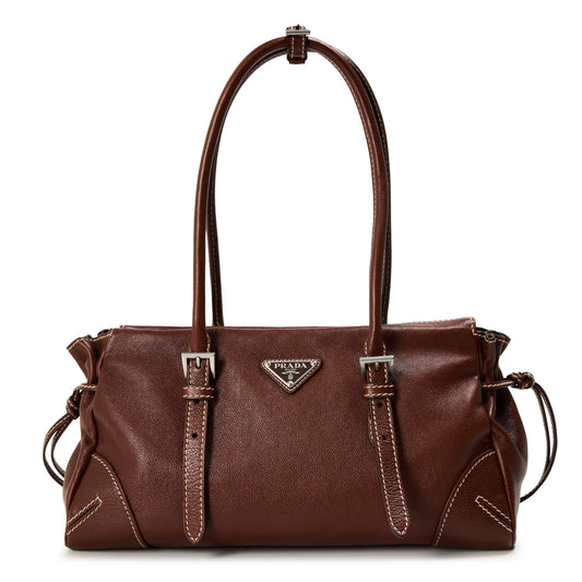 Prada Bonnie medium antiqued leather tote bag