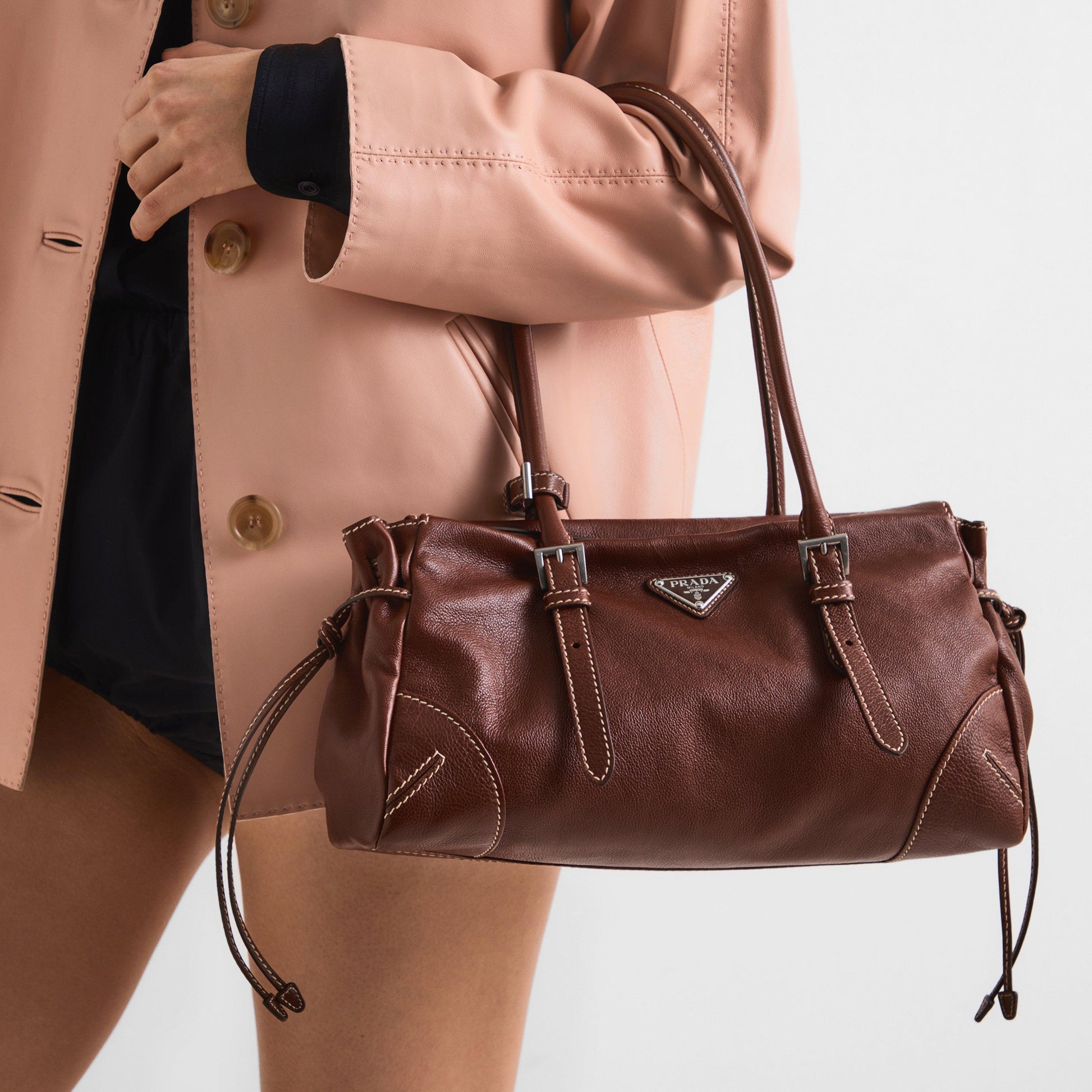 Prada Bonnie medium antiqued leather tote bag
