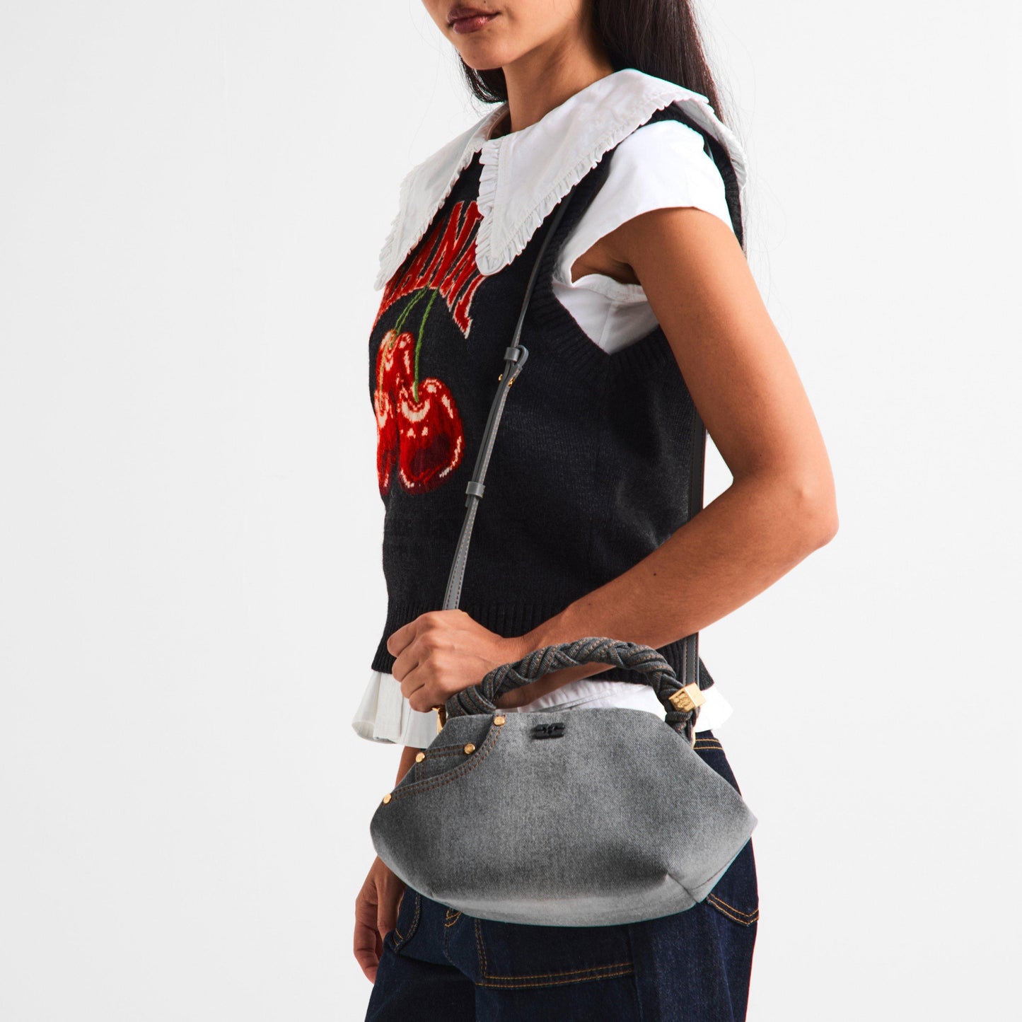 Ganni Women's Small Denim Hobo Bag
