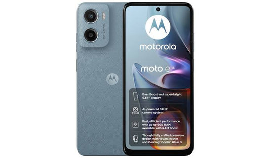 SIM Free Motorola e15 64GB Mobile Phone - Misty Blue