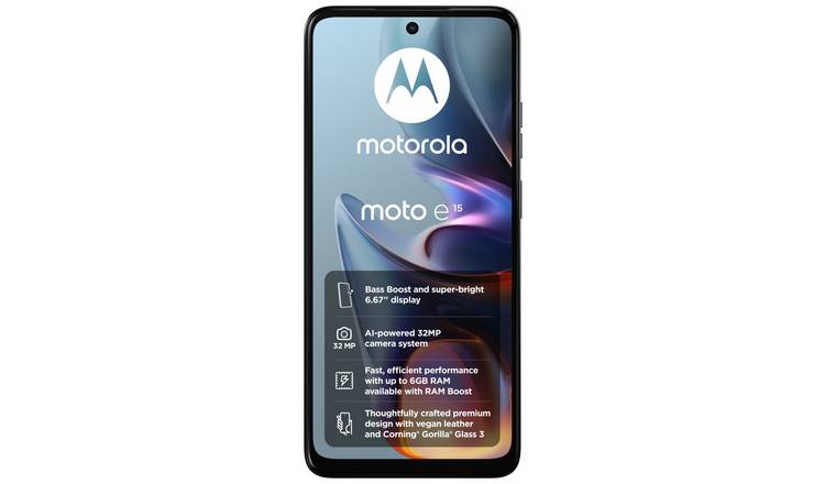 SIM Free Motorola e15 64GB Mobile Phone - Misty Blue